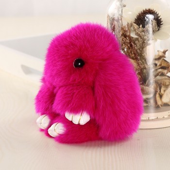 Rabbit Fur Keychain Bunny Rabbit Fur Fashion Pom Pom Keychain Bunny Toy Rabbit Keychain 14 cm Tote Car Charm Pendant