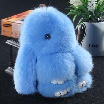 Rabbit Fur Keychain Bunny Rabbit Fur Fashion Pom Pom Keychain Bunny Toy Rabbit Keychain 14 cm Tote Car Charm Pendant