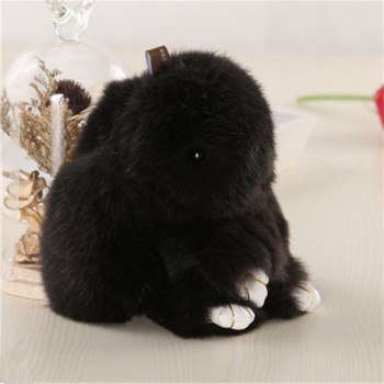 Rabbit Fur Keychain Bunny Rabbit Fur Fashion Pom Pom Keychain Bunny Toy Rabbit Keychain 14 cm Tote Car Charm Pendant