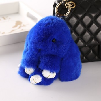 Rabbit Fur Keychain Bunny Rabbit Fur Fashion Pom Pom Keychain Bunny Toy Rabbit Keychain 14 cm Tote Car Charm Pendant