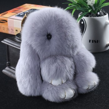Rabbit Fur Keychain Bunny Rabbit Fur Fashion Pom Pom Keychain Bunny Toy Rabbit Keychain 14 cm Tote Car Charm Pendant