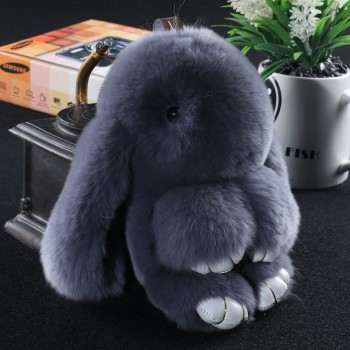 Rabbit Fur Keychain Bunny Rabbit Fur Fashion Pom Pom Keychain Bunny Toy Rabbit Keychain 14 cm Tote Car Charm Pendant