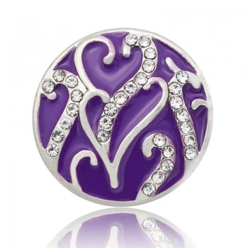 Hot sale beauty fashion rhinestone Colorful hearts 18MM snap buttons fit snap bracelet snap jewelry wholesale KZ2075