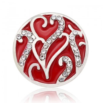Hot sale beauty fashion rhinestone Colorful hearts 18MM snap buttons fit snap bracelet snap jewelry wholesale KZ2075