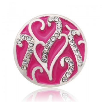 Hot sale beauty fashion rhinestone Colorful hearts 18MM snap buttons fit snap bracelet snap jewelry wholesale KZ2075
