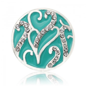 Hot sale beauty fashion rhinestone Colorful hearts 18MM snap buttons fit snap bracelet snap jewelry wholesale KZ2075