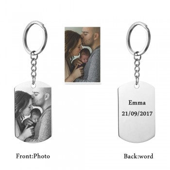Custom DIY Tag Photo Keychain Stainless Steel Engraved photograph Keychain Keychain Charm Keyring Jewelry