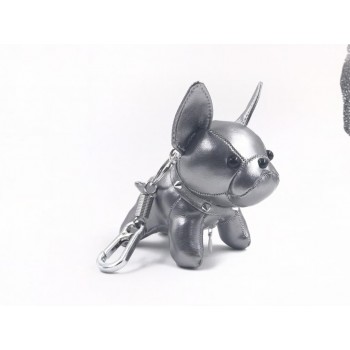 Bulldog Keychain Pu Leather Animal Dog Keyring Holder Bag Charm Trinket Chaveiros Bulldog Bag Accessories Punk Style Pendan