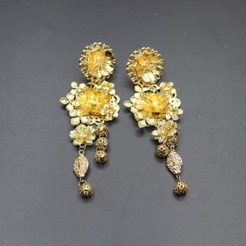 Wild geometric metal headband European and American retro Baroque gold flower headdress earrings hoop  629