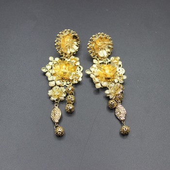 Wild geometric metal headband European and American retro Baroque gold flower headdress earrings hoop  629
