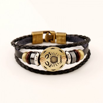 Xionghang 2017 New Fashion Jewelry Leather Bracelet 12 Constellations Bracelet Men Casual Personality Zodiac Signs Punk Bracelet