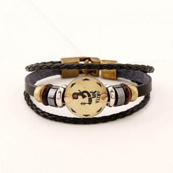 Xionghang 2017 New Fashion Jewelry Leather Bracelet 12 Constellations Bracelet Men Casual Personality Zodiac Signs Punk Bracelet