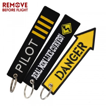 REMOVE BEFORE FLIGHT Novelty Keychain Launch Key Chain Bijoux Keychains for Motorcycles and Cars Key Tag New Embroidery Key Fobs