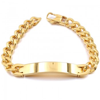 ATGO Factory Price!! Mens ID Bracelet 316L Stainless Steel Gold Color Bracelet For Men Wholesale BB391