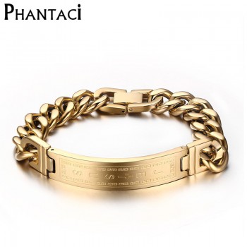 High Quantity 316L Stainless Steel Punk Bracelet Jesus Cross Silver Gold Color Chain Charm Bracelets For Men Fine Jewelry