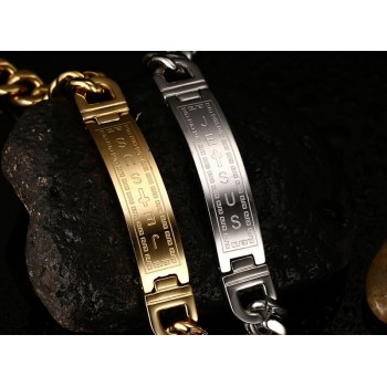 High Quantity 316L Stainless Steel Punk Bracelet Jesus Cross Silver Gold Color Chain Charm Bracelets For Men Fine Jewelry