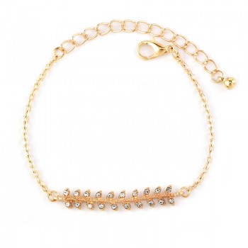 4 Pcs/Set Boho Inlay Crystal Leaves Triangle Round Geometric Chain Gold Multilayer Bracelet Women Exquisite Clothing Accessories