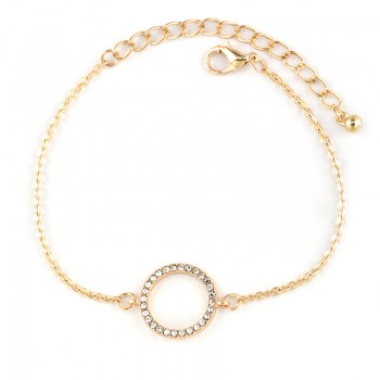 4 Pcs/Set Boho Inlay Crystal Leaves Triangle Round Geometric Chain Gold Multilayer Bracelet Women Exquisite Clothing Accessories