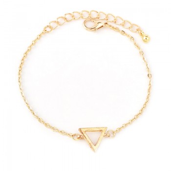 4 Pcs/Set Boho Inlay Crystal Leaves Triangle Round Geometric Chain Gold Multilayer Bracelet Women Exquisite Clothing Accessories