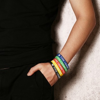 TYPE 1 DIABETES/TYPE 2 DIABETES/BLOOD THINNER/WARFARIN Medical Alert Bracelet Men Women 5 Colors One Set Silicone Wrap Bracelet
