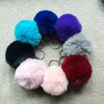 8CM 13 Colors Fluffy Rabbit Fur Ball Key Chain Cute Cream Black Pompom Artificial Rabbit Fur Keychain Women Car Bag Key Ring