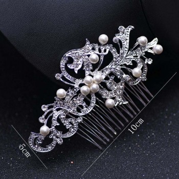 Rose Gold Color Wedding Hair Combs For Bride Crystal Rhinestones Pearls Women Hairpins Bridal Headpiece Hair Jewelry Accessories