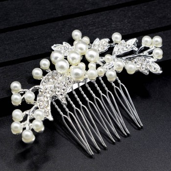 Rose Gold Color Wedding Hair Combs For Bride Crystal Rhinestones Pearls Women Hairpins Bridal Headpiece Hair Jewelry Accessories