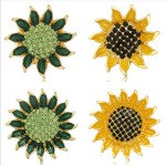 New KZ1369 Beauty Rhinestone Green Blooming sunflower 18MM snap buttons big style fit snap jewelry wholesale