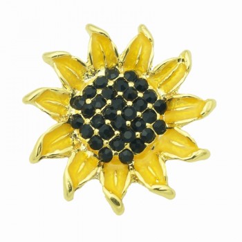 New KZ1369 Beauty Rhinestone Green Blooming sunflower 18MM snap buttons big style fit snap jewelry wholesale