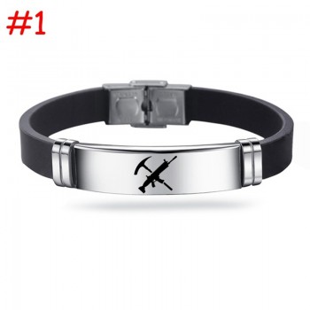 Canuomen Fortnight Game Battle Royale Bracelet Stainless Steel Adjustable Silicone Bracelets Gifts for Kids Men Bracelet Jewelry
