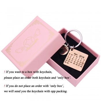 Stainless Steel Personalized Calendar Keychain Anniversary Birthdady Date Keychain Gifts for Lovers Key Ring with Love you