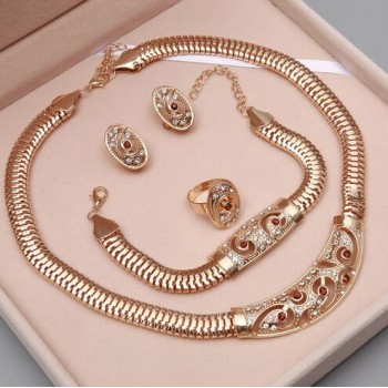 Dubai Gold Jewelry Sets Nigerian Wedding African Beads Crystal Bridal Jewellery Set Rhinestone Ethiopian Jewelry parure