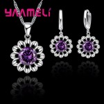 YAAMELI 925 Sterling Silver Wedding Jewelry Set For Women Top Quality Crystal Pendant Necklace Hoop Earring Biggest Promotion