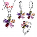 YAAMELI New Arrival Woman Jewelry Set 925 Sterling Silver Necklace Earrings Flower Shape  Pendant Cute Bridal Wedding Sets
