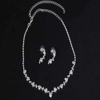 Silver Tone Crystal Tennis jewelry sets Choker Necklace Jewelry Set Earrings Bridal Jewelry Wedding Bridesmaid Jewelry Set