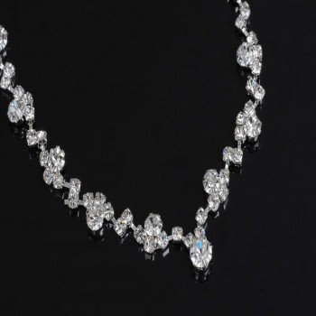 Silver Tone Crystal Tennis jewelry sets Choker Necklace Jewelry Set Earrings Bridal Jewelry Wedding Bridesmaid Jewelry Set