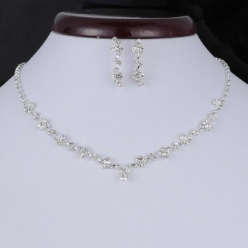 Silver Tone Crystal Tennis jewelry sets Choker Necklace Jewelry Set Earrings Bridal Jewelry Wedding Bridesmaid Jewelry Set