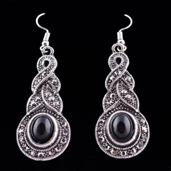 Moda 3PCS/SET Women Jewelry Tibetan Silver CZ Crystal Chain Pendant Necklace Earrings Set Round Moda Jewelry sets