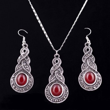 Moda 3PCS/SET Women Jewelry Tibetan Silver CZ Crystal Chain Pendant Necklace Earrings Set Round Moda Jewelry sets