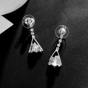 Jewerly Sets Wedding Bridal Set Drop Earring Jewelry Women Sparkling V Shaped Rhinestone Australia Crystal Necklace for Women