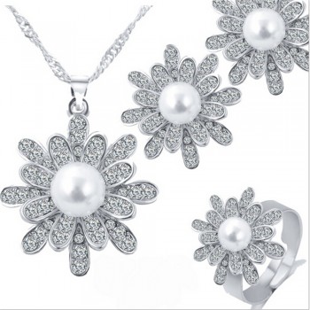 ZOSHI Elegant Simulated Pearl Bridal Jewelry Sets Wedding Jewelry Leaf Crystal Gold  Silver Plated Necklaces Earrings Sets