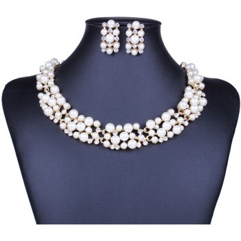 ZOSHI Elegant Simulated Pearl Bridal Jewelry Sets Wedding Jewelry Leaf Crystal Gold  Silver Plated Necklaces Earrings Sets