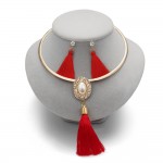 Nigerian Wedding Bridal Jewelry Sets Crystal Tassel Necklace amp; Pendant Women Statement Collar Water Drop Jewelry Sets