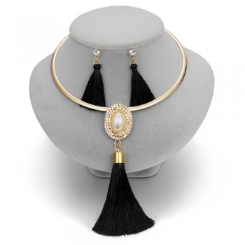 Nigerian Wedding Bridal Jewelry Sets Crystal Tassel Necklace amp; Pendant Women Statement Collar Water Drop Jewelry Sets