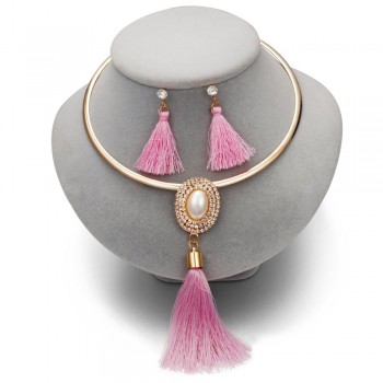 Nigerian Wedding Bridal Jewelry Sets Crystal Tassel Necklace amp; Pendant Women Statement Collar Water Drop Jewelry Sets