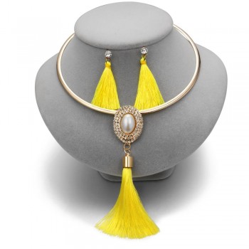 Nigerian Wedding Bridal Jewelry Sets Crystal Tassel Necklace amp; Pendant Women Statement Collar Water Drop Jewelry Sets