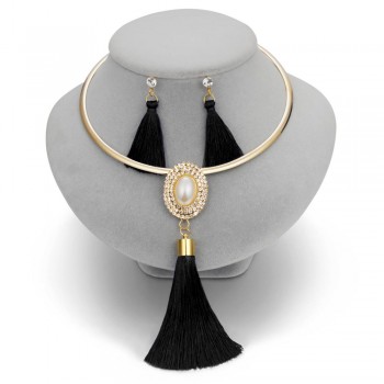 Nigerian Wedding Bridal Jewelry Sets Crystal Tassel Necklace amp; Pendant Women Statement Collar Water Drop Jewelry Sets