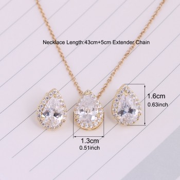 Nigerian Water Drop Cubic Zirconia Wedding Jewelry Sets inlay Luxury Crystal Bridal Jewelry Set Gifts For Bridesmaids AS099