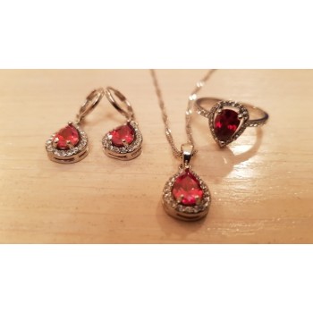 JEXXI Free Ship Purple Jewelry Sets Water Drop Cubic Zirconia CZ Stone 925 Sterling Silver Earrings Necklaces Finger Rings