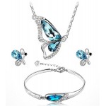 Sales 2018 New Butterfly Jewelry Sets Necklace + Earring+Bracelet Crystal Set Fashion Jewelry